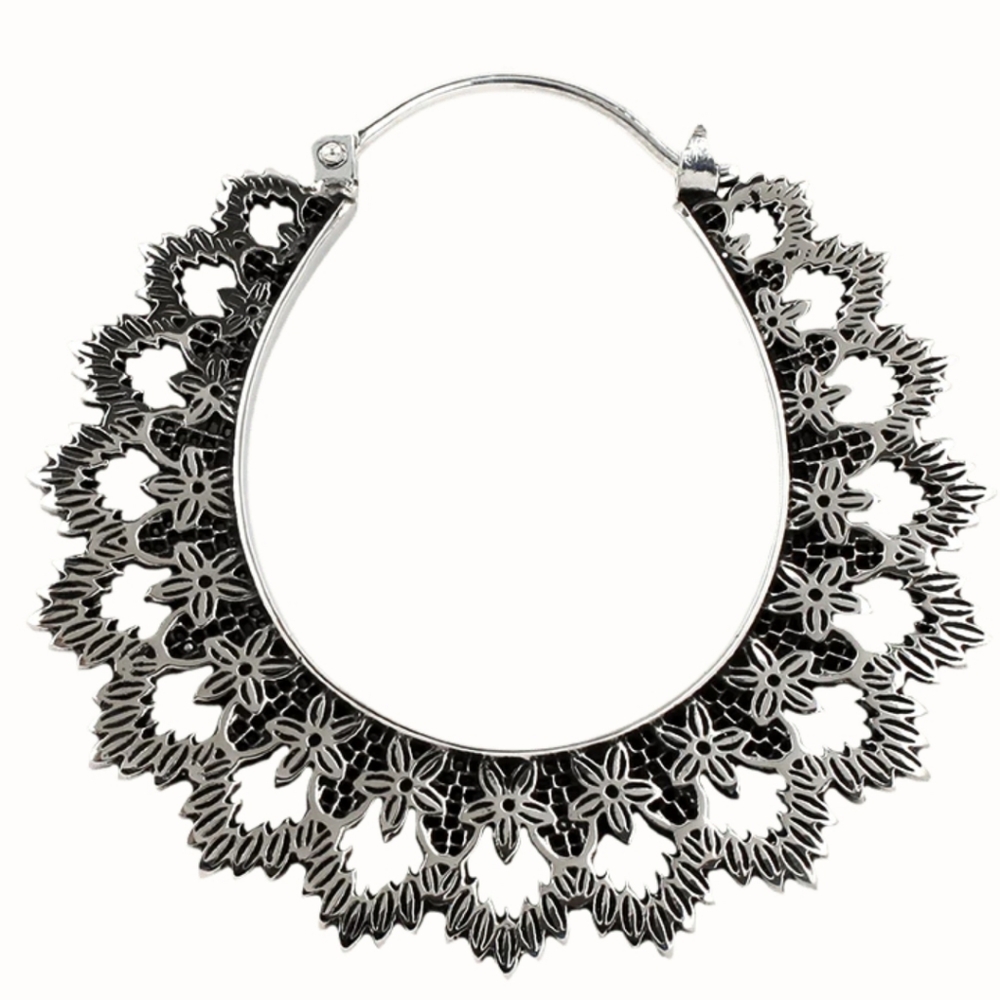 Maya Jewelry Silver Etched Hoop Earrings